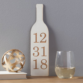 Wedding Wine Bottle Personalized White Wood Plaque