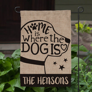 Home Is Where The Dog Is Personalized Burlap Garden Flag