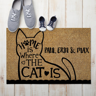 Home Is Where The Cat Is Personalized Doormat