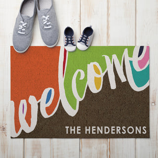 Colorful Welcome Personalized Doormat - 18x27 Inch, 1/8" Thin