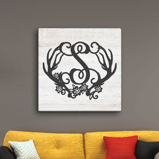 Floral Antlers Personalized 16x16 Canvas