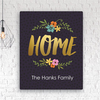 Floral Home Personalized 11x14 Canvas