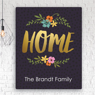 Floral Home Personalized 16x20 Canvas