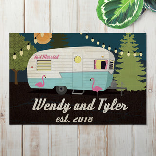 Just Married Personalized Camper Doormat - 18x27 Inch, 1/8" Thin