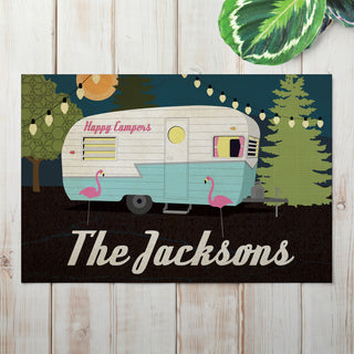 Personalized Happy Campers Doormat - 18x27 Inch, 1/8" Thin