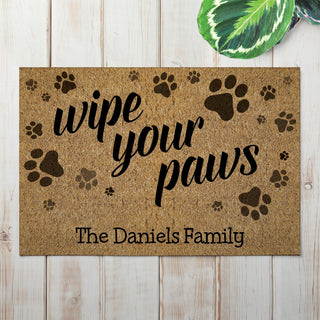 Wipe Your Paws Personalized Doormat - 18x27 Inch, 1/8" Thin