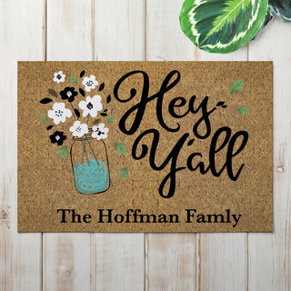 Hey Y'All Personalized Doormat - 18x27 Inch, 1/8" Thin