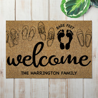 Bare Feet Welcome Personalized Doormat
