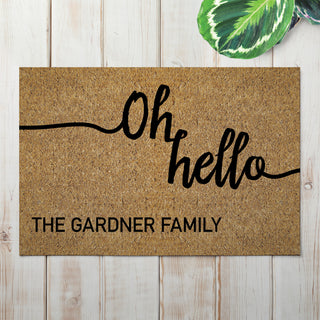 Oh Hello Personalized Doormat - 18x27 Inch, 1/8" Thin