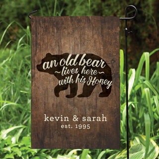 An Old Bear And His Honey Personalized Garden Flag
