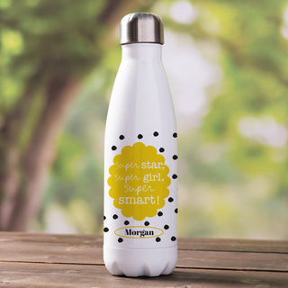 Sandra Magsamen Personalized Super Girl Stainless Steel Water Bottle