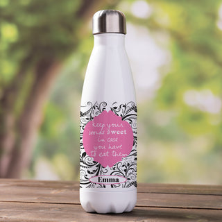 Sandra Magsamen Personalized Keep Your Words Sweet Stainless Steel Water Bottle