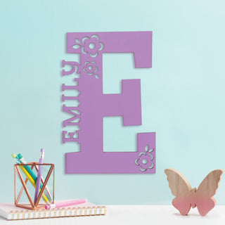 Lavender Initial and Name Personalized Wood Plaque