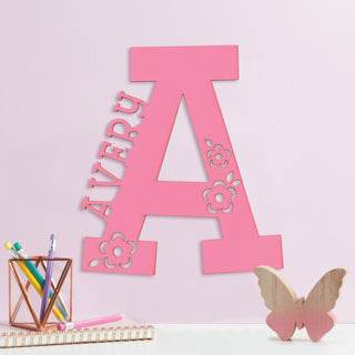 Pink Initial and Name Personalized Wood Plaque