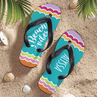 Personalized Beach Vibes Adult Flip Flops