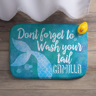 Mermaid tail bathmat with a quote and name