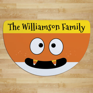 Candy Corn Personalized Half Round Doormat