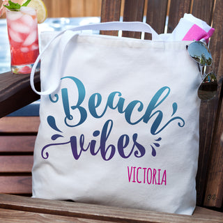 Personalized Beach Vibes Tote Bag