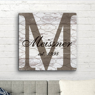 Large Family Initial Personalized 16x16 Canvas