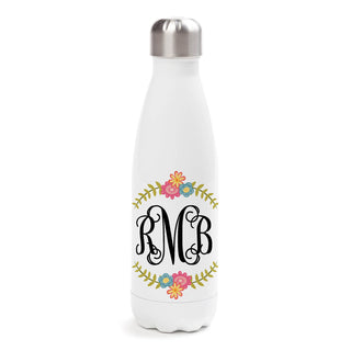 Personalized Floral Monogram Stainless Steel Water Bottle