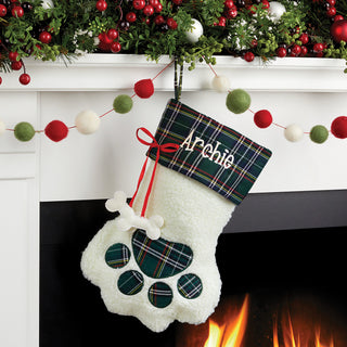 Sweet Dog Personalized Green Plaid Stocking