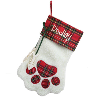Sweet Cat Personalized Red Plaid Stocking