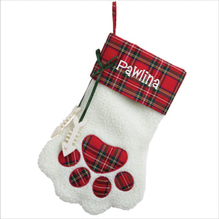 Sweet Cat Personalized Red Plaid Stocking