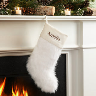 Personalized White Faux Fur Stocking