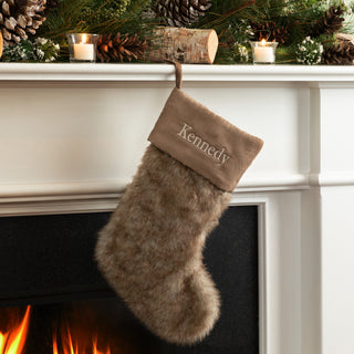 Personalized Brown Faux Fur Stocking