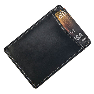My Initial Personalized Black Leather Money Clip and Card Case