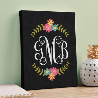 Floral Monogram Personalized 8x10 Personalized Canvas