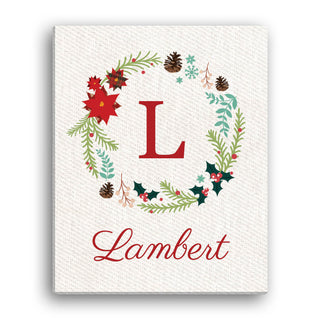 Holiday Wreath Personalized 8x10 Canvas