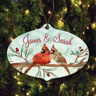 Cardinal Couple Personalized Christmas Ornament