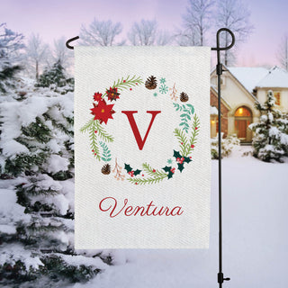 Holiday Wreath Personalized Garden Flag