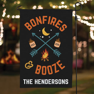 Bonfires and Booze Personalized Garden Flag