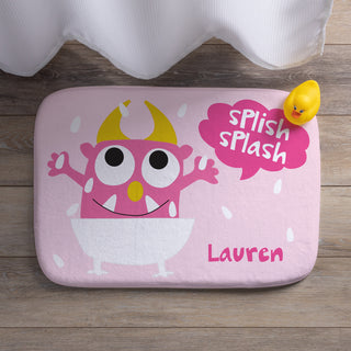 Sandra Magsamen Personalized Pink Monster Bathmat