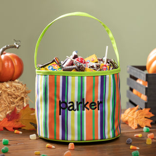Personalized Green Stripes Halloween Bucket Bag
