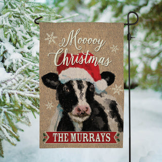Christmas Cow Personalized Garden Flag