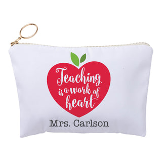 Teaching Is A Work Of Heart Personalized Zipper Pouch