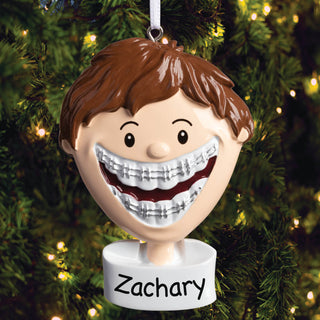 Boy With Braces Personalized Ornament