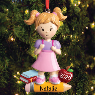 School Girl Personalized Ornament