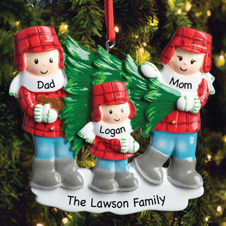 Personalized Tree Lot Family of Three Ornament
