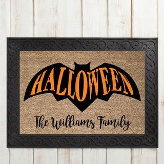 Personalized Halloween Bat Doormat - 18x27 Inch, 1/8" Thin