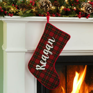My Name Christmas Plaid Personalized Stocking