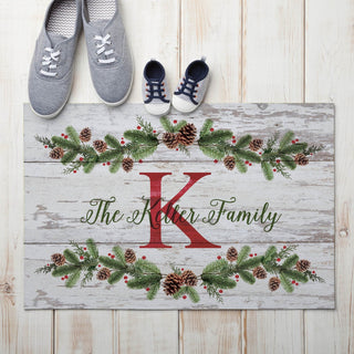 Christmas Pine Personalized Doormat - 18x27 Inch, 1/8" Thin