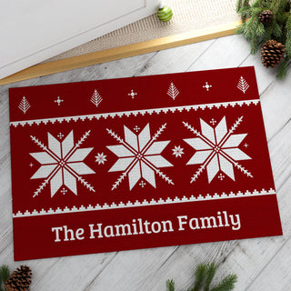 Holiday Snowflakes Personalized Doormat - 18x27 Inch, 1/8" Thin