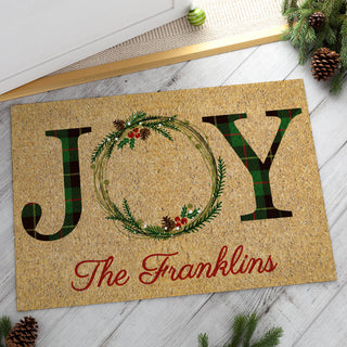 Christmas Joy Personalized Doormat - 18x27 Inch, 1/8" Thin