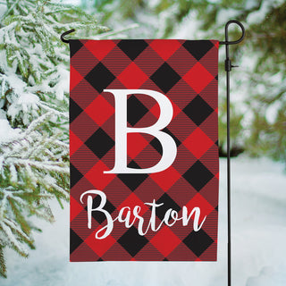 Christmas Plaid Personalized Garden Flag