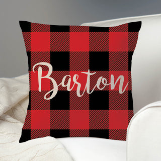 Christmas Plaid Personalized Throw Pillow