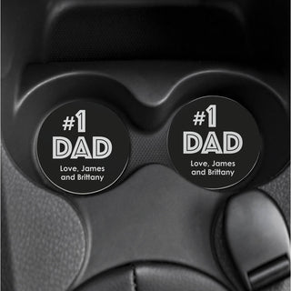 Number One Dad Personalized Car Coaster Set